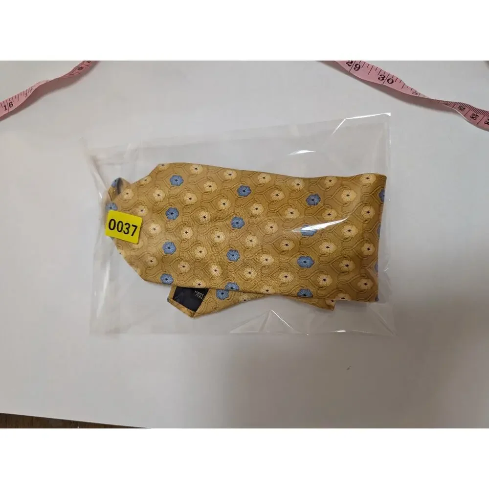 Jos. A. Bank NEW Men's 100% Silk Tie Yellow Blue Floral Pattern Made in Italy